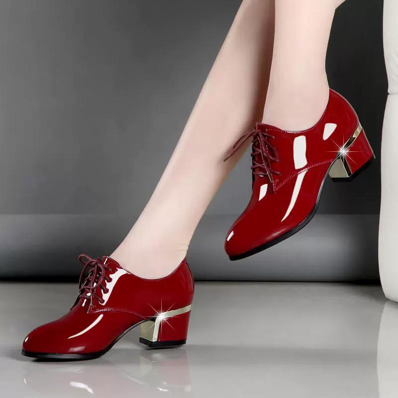 Female Fashion Black Shining High Quality Square Heel Autumn Winter Boots Women Wine Red Cool Shoes Boots 40 красный 3569₽