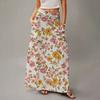 Women's Casual Leisure Foldable Floral Print High Waist With Pocket Draped  Relaxed Long Maxi Skirt