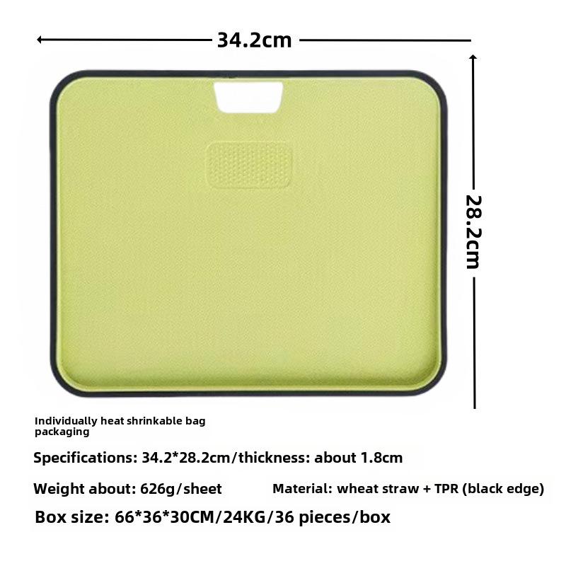 FDA-Approved Wheat Straw Plastic Double-Sided Cutting Board for Meat, Vegetables, and Fruits