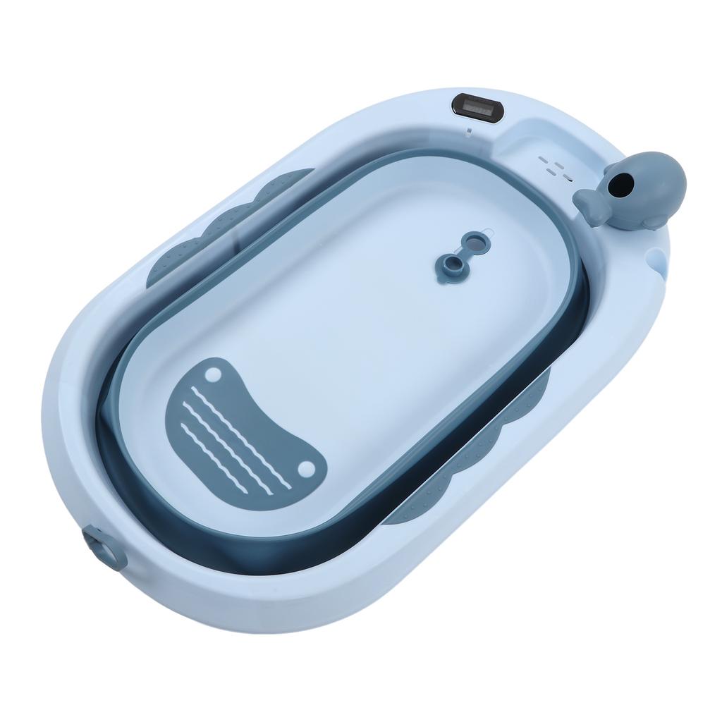Baby Temperature Sensing Bathtub Foldable Thicked Sitting Lying Bath Bucket with Drain Hole L Light