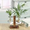 Creative Glass Desktop Planter Bulb Vase Wooden Stand Hydroponic Plant Container Home Tabletop Decor Vases