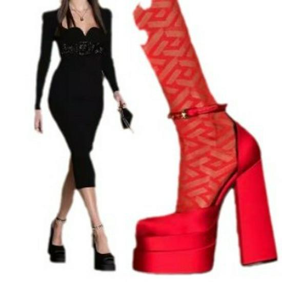 Sandales à plateforme en cuir satiné pour femmes, talons épais, design creux, bout fermé et brides diamant, grandes tailles