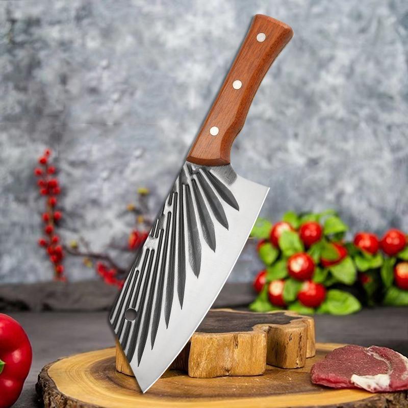 

Нержавеющая сталь кухонный нож поварской топор кованый острый нож для нарезки мяса, овощей, суши, разделочный нож 7 inch