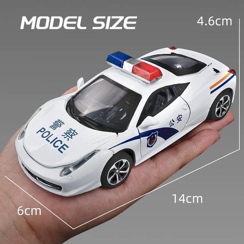 RUM1:32 Scale Ferrari Police Alloy Car Model Light & Sound effect diecast car Toys for Boys baby toys birthday gift car toys kids toys car model car