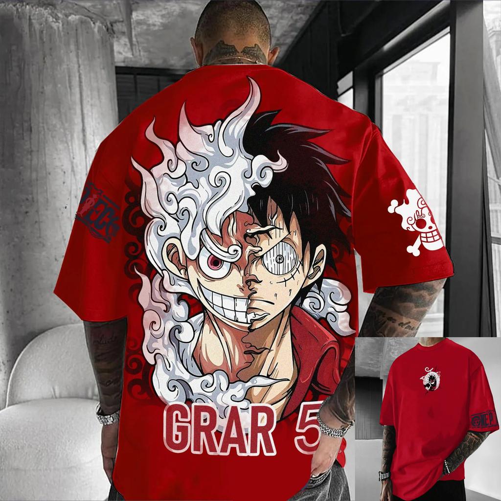 T-Shirt Men's Black Graphic Tee Anime Blue Lightning Print Oversized Streetwear Anime Cosplay