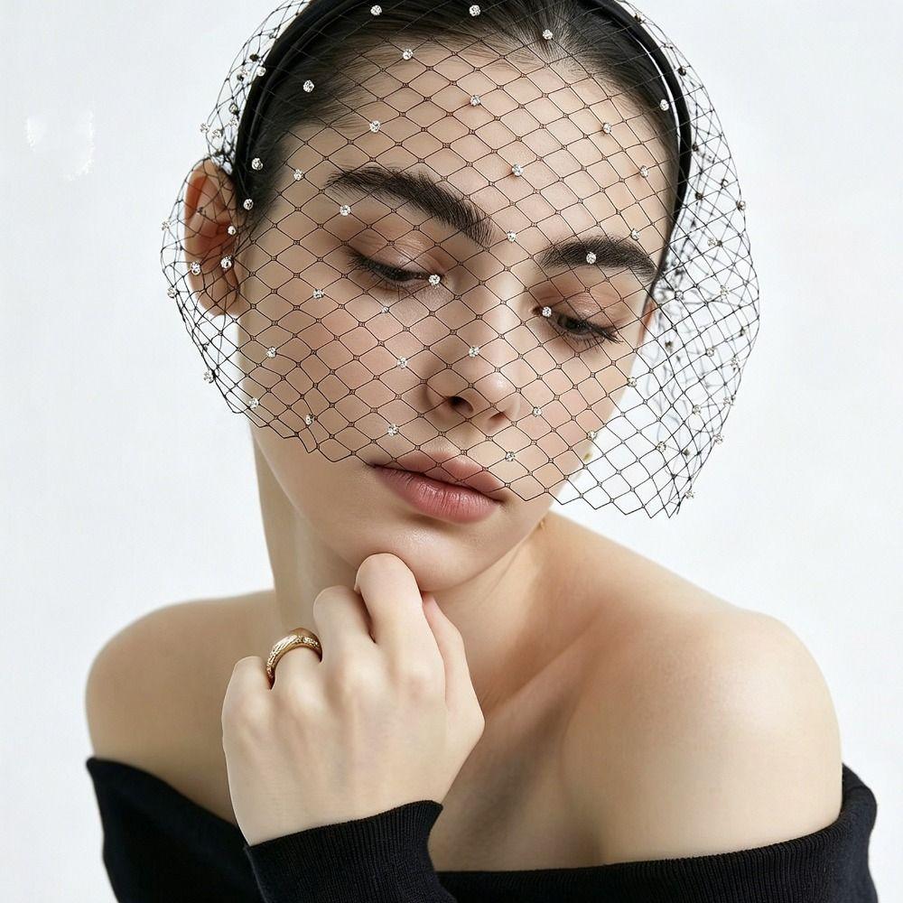 Rhinestone Bride Veils French Style Bridal Headwear Fashion Women's Headpieces Wedding Ceremony