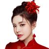 Fairy Red Silk Flower Hair Clips Chain Tassel Hairpins Women Girls Party Headpieces Retro Chinese Wedding Bride Hair Jewelry