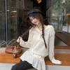 Korean Lace Ruffle Hooded Sweatshirt Dress - Sheer Long Sleeve, Spring 2026