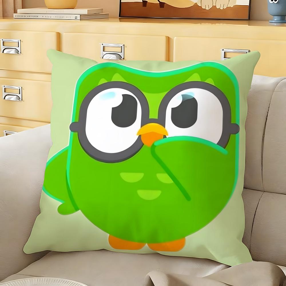 DDuolingo Cushion Cover Soft Durable Reversible Pillow Cover Home Car MultiScene Daily Comfort Pillowcase