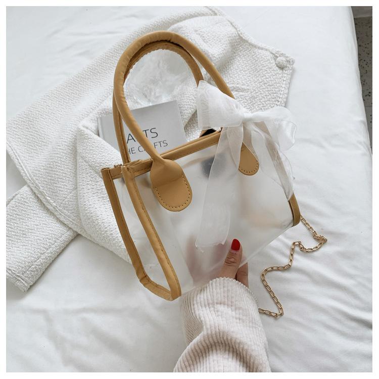 Casual Pvc Transparent Transparent Women'S Messenger Bag Shoulder Bag Handbag Jelly Bag Bow Ribbon Shoulder Bag