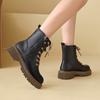 Women’s Winter Boots Casual Short Motorcycle Boots Street Style Black Warm Ankle Boots with Fur Plus Size