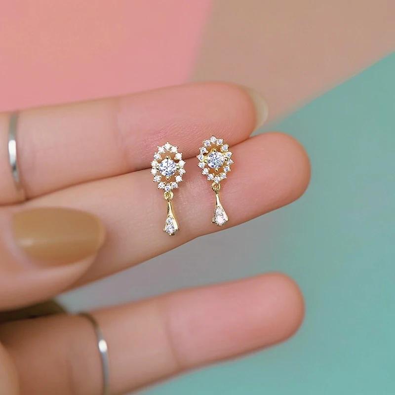 Huitan Dainty Sweet Drop Earrings Female Delicate Shiny CZ Graceful Ear Accessories Attractive Lovely Engagement Party Jewelry