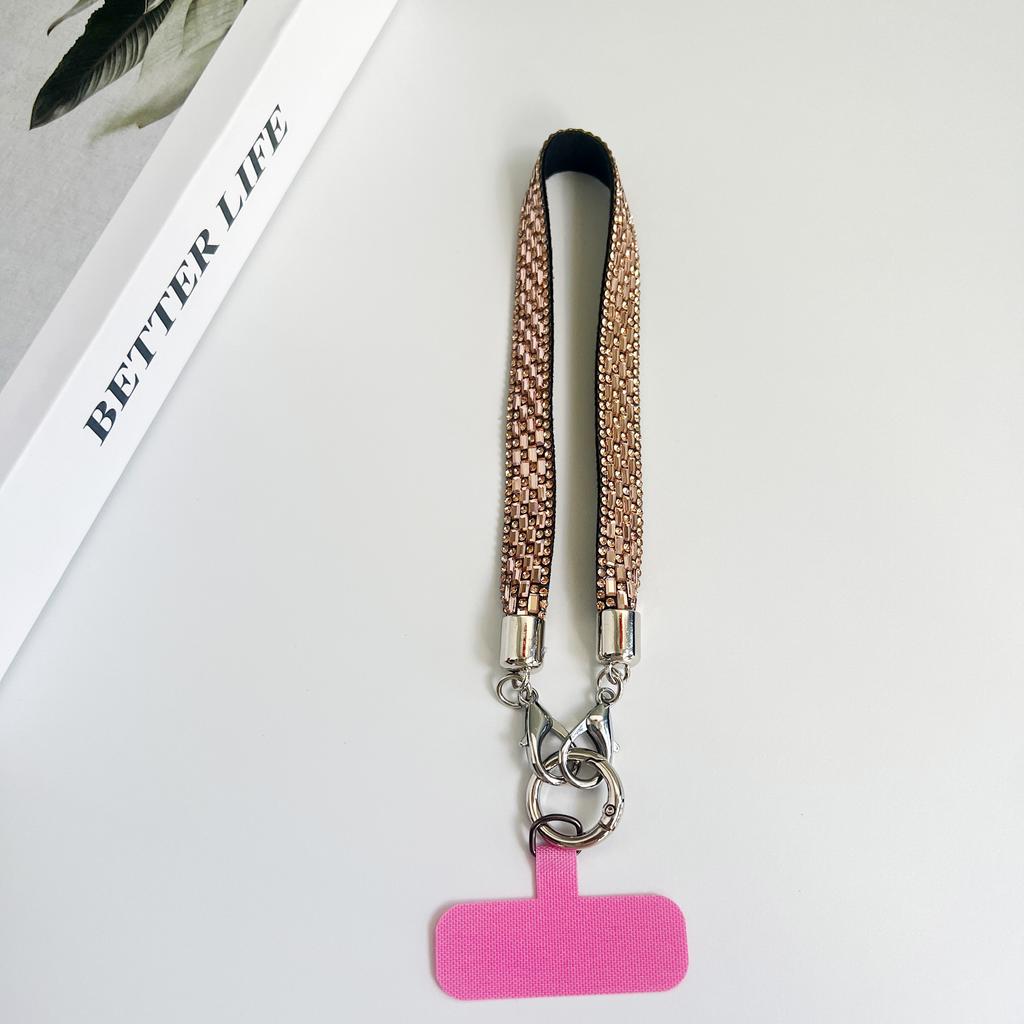 Mobile Phone Lanyard Crossbody for Women, Fashionable Flash Diamond Wide Strap, Long Outdoor Phone Case with Side Back Option