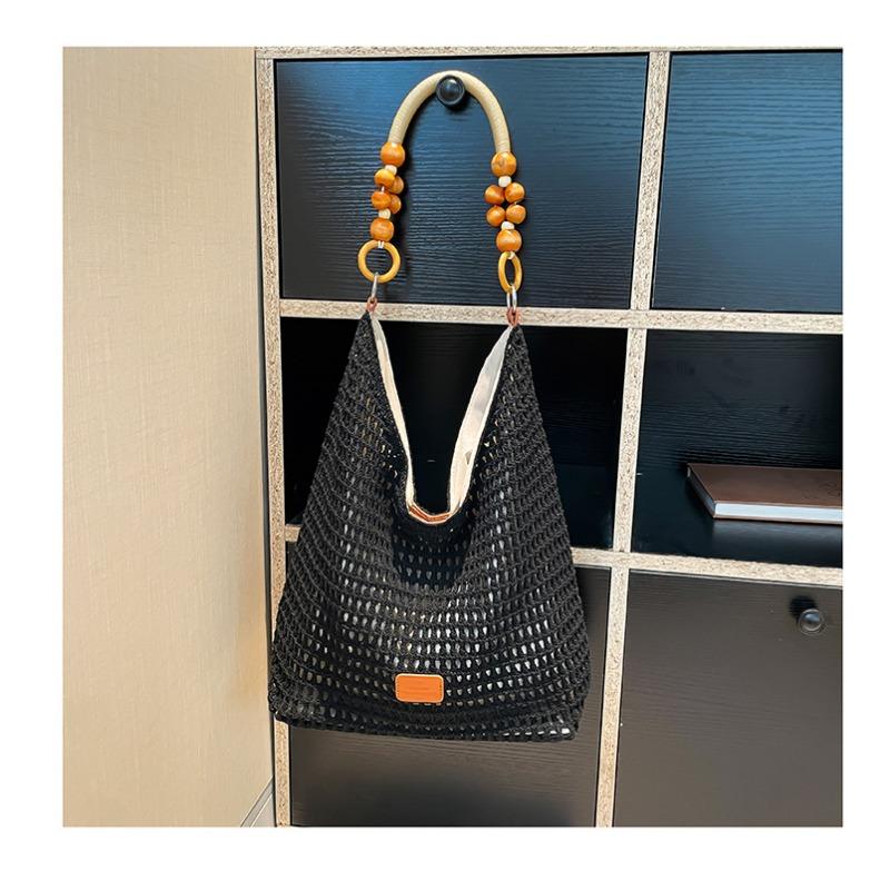 

Вязаная плетеная сумка большой вместимости женская летняя новая универсальная сумка на плечо повседневная сумка-тоут чёрный