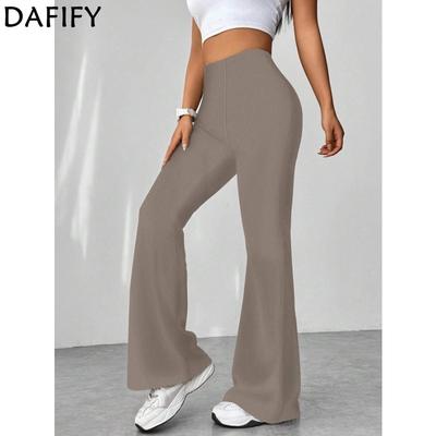 Pantaloni e capris a vita alta con stampa tinta unita casual alla moda da donna