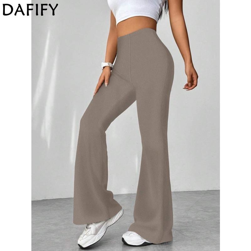 DAFIFY Women's Fashion Casual Solid Color Print High Waist Trousers Pants & Capris