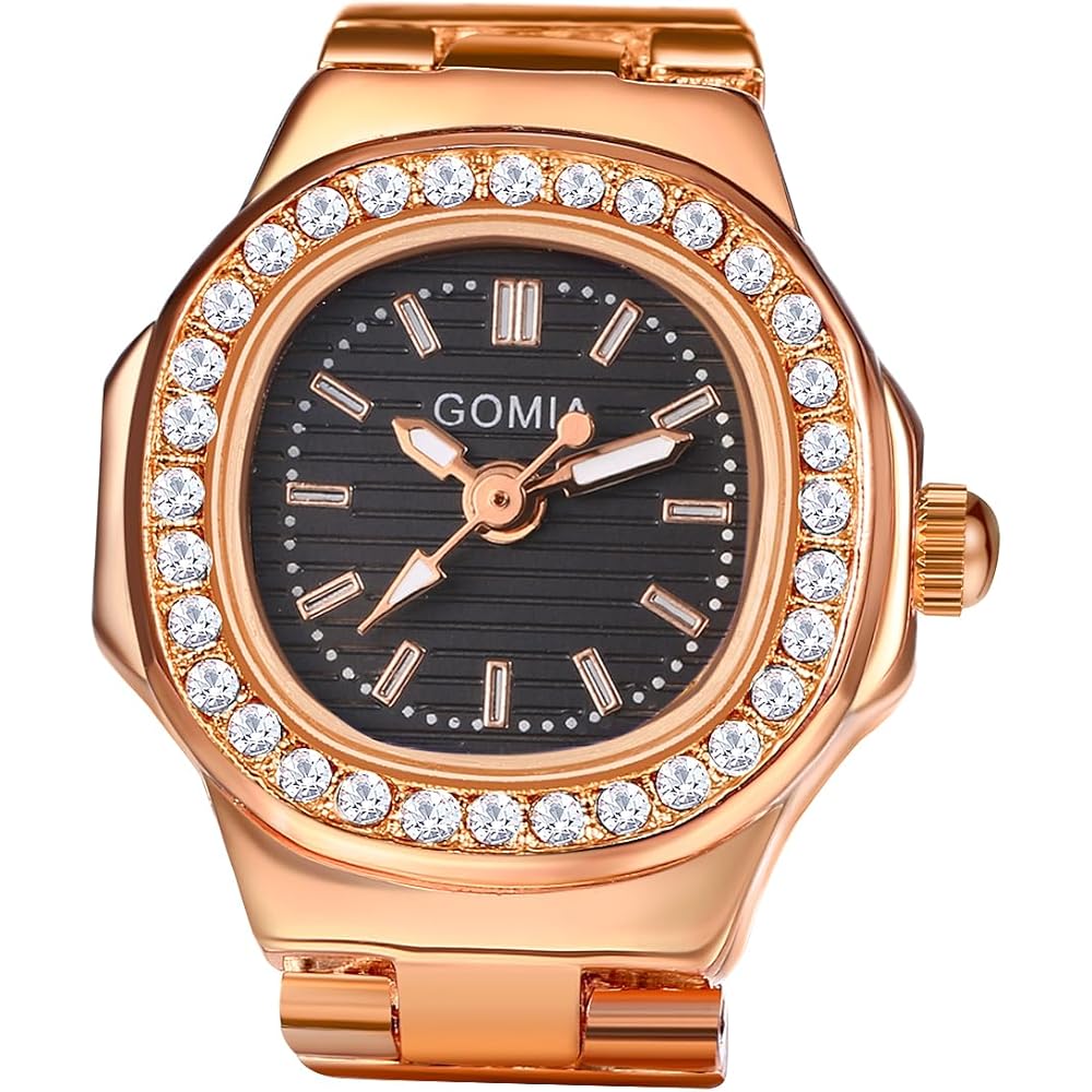 Fashion Ring Watch Women s Pink Gold Analog Waterproof Simple Free Size Sparkling