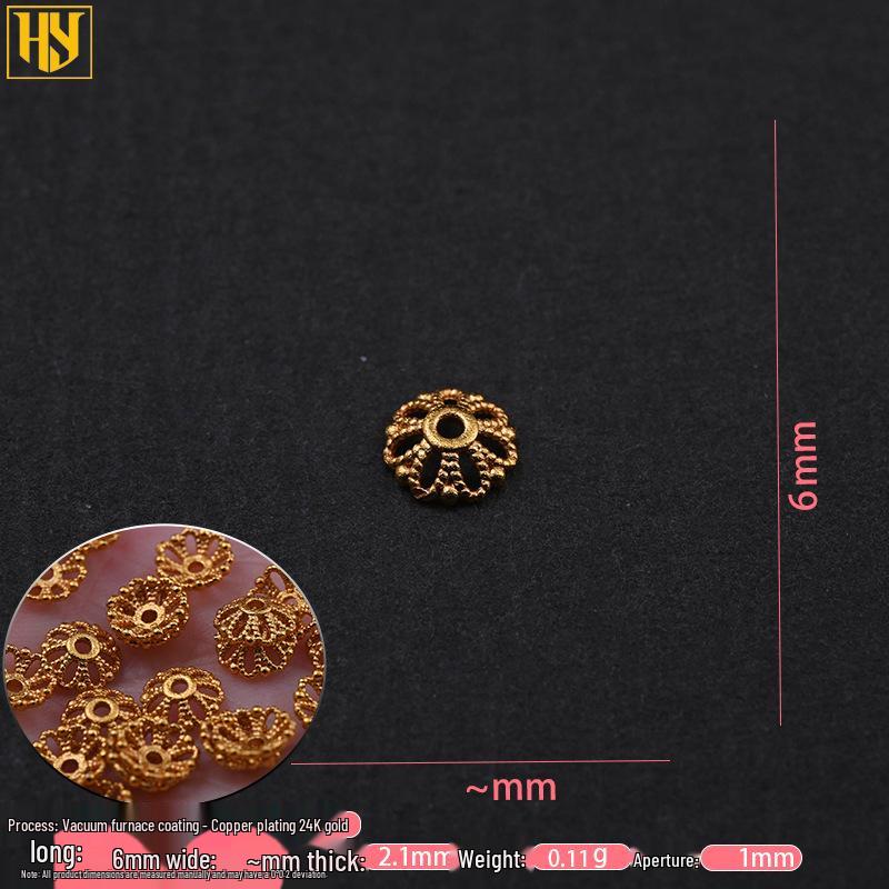 Copper-Plated Sand Gold DIY Flying Saucer Beads with Auspicious Cloud and Hammer Texture Spacer Pieces