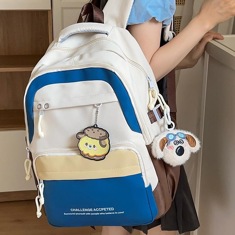 Small and Fresh Contrasting Colors Korean Version Mori Backpack Casual Large Capacity Junior High School Student Schoolbag Student Cute Backpack