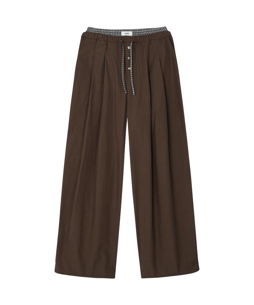 NOISE Pajama Layered Elastic Pants - Brown