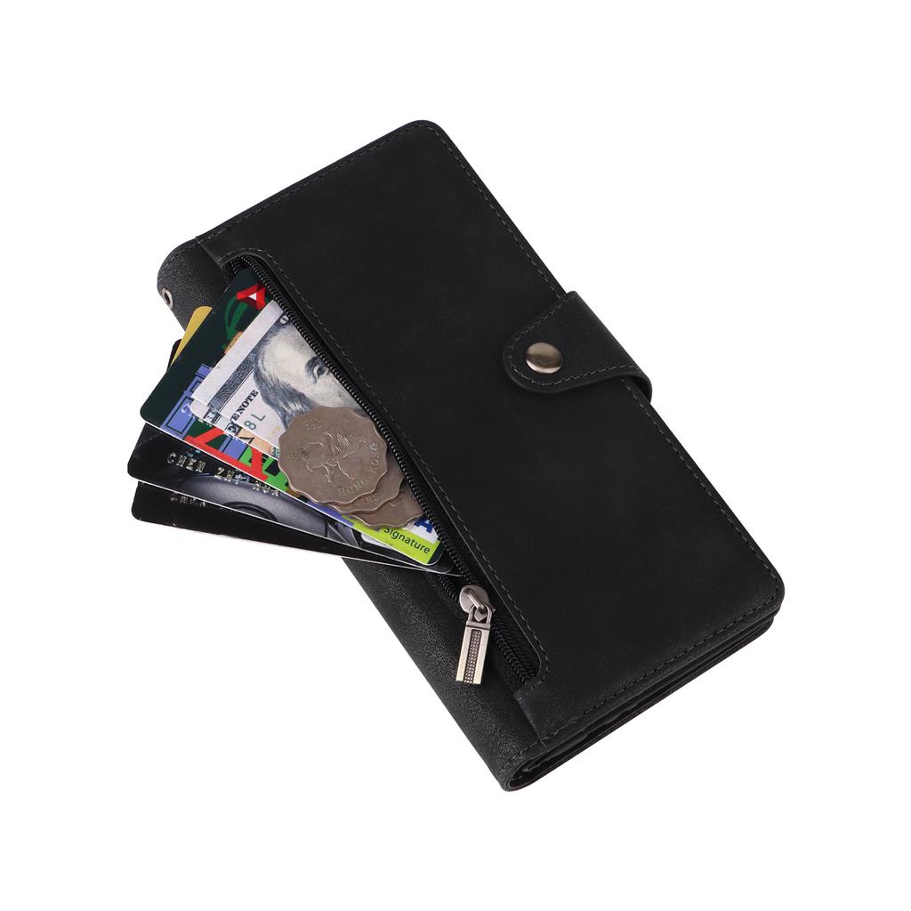 For Samsung Galaxy A17 5G/A17 4G/A26 5G Case Zipper Wallet Rivet Decor Leather Phone Cover with Wrist Strap