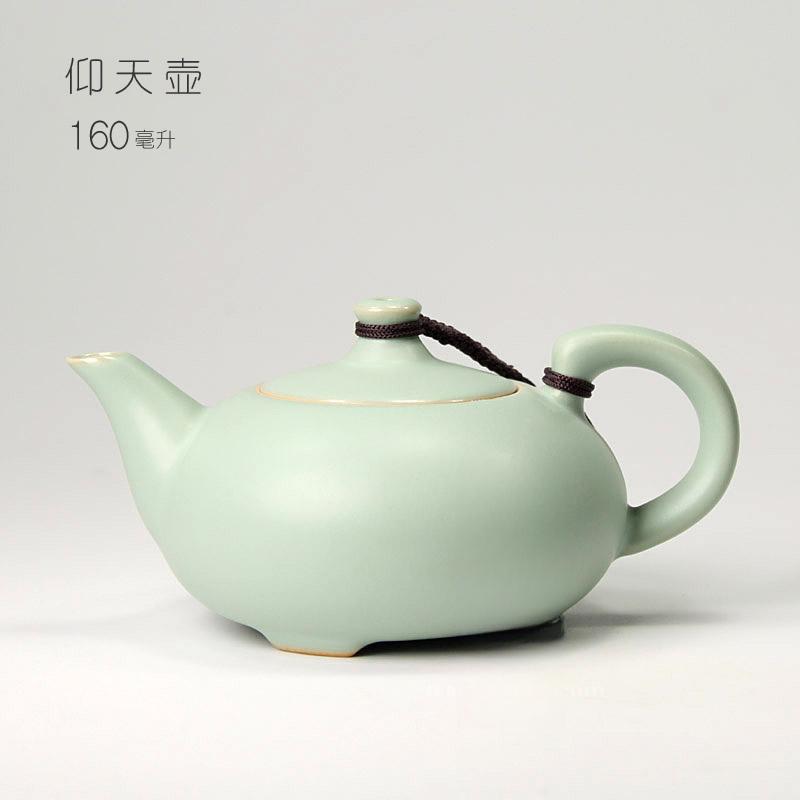 Celestial Green Ru Kiln Teapot High-grade Imitation Song Ru Porcelain Small Pot Retro Hand Grab Pot Ceramic Kung Fu Tea Set