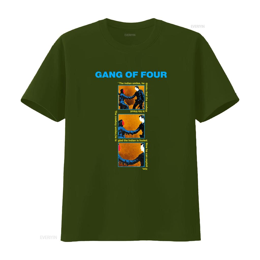 NEW POPULAR Gang of Four Entertainment English Music Logo T Shirt S 4XL with Comic Strip Print Vintage Washed Versatile