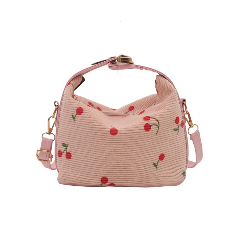 

Simple and sweet canvas shoulder bag women s 2 summer new small fresh women s bag fashion strip flannel underarm bag рожевий