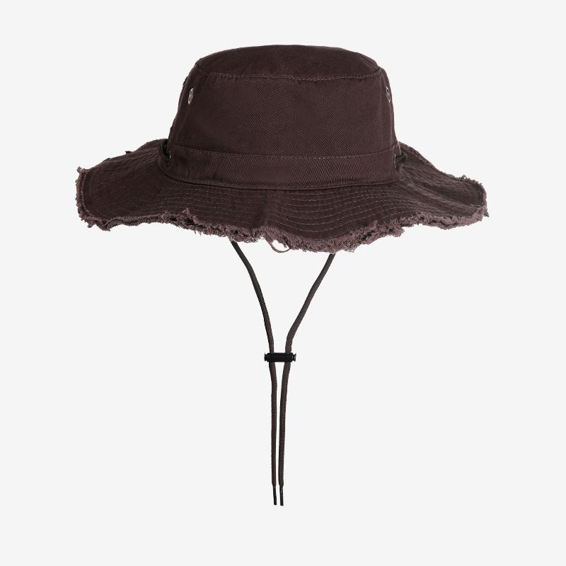Broken edge bucket hat foldable bag hat retro versatile sunshade breathable fashion bucket hat washbasin hat