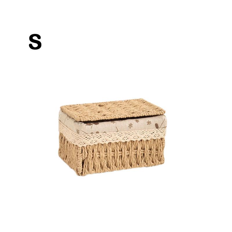 Rattan Storage Basket, Multi-purpose Organizer for Toys, Snacks, Cosmetics, Desktop Home Storage Box