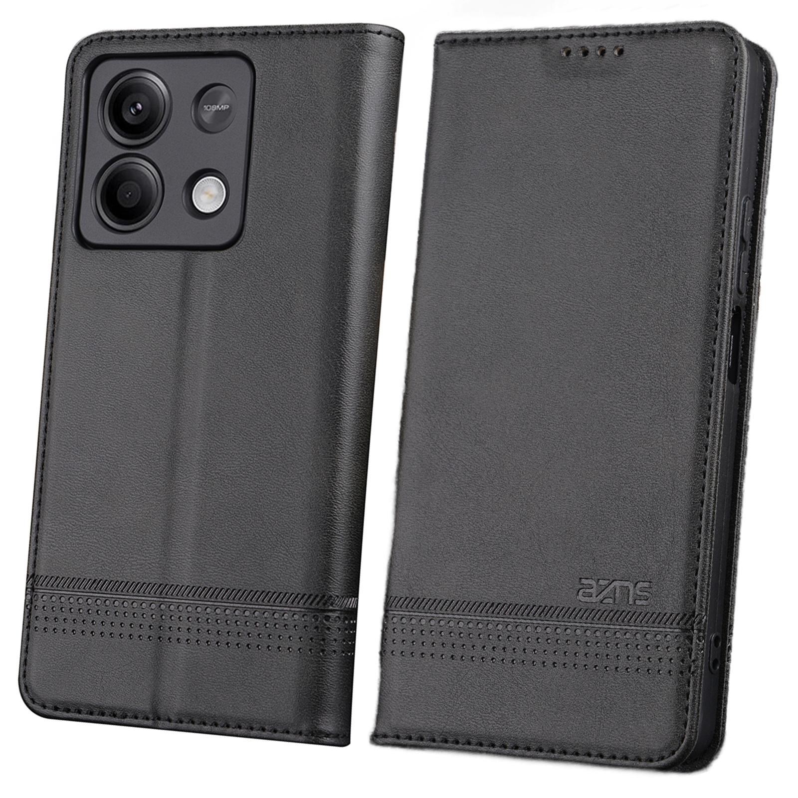 

AZNS For Xiaomi Redmi Note 13 5G Case PU Leather Flip Folio Phone Cover with Card Holders Black