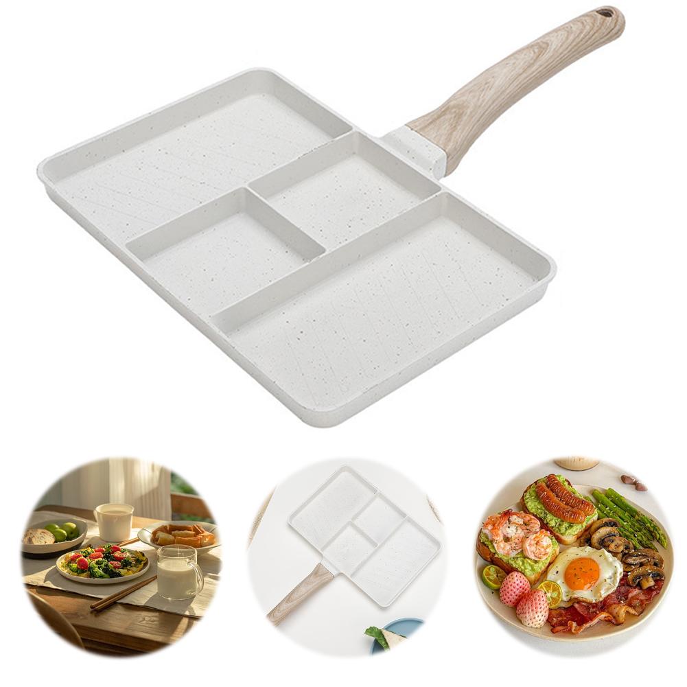 Vier-Tassen-Eier-Legeschale aus Legierung für Frühstück, McMuffin, Eier, Pfannkuchen, Burger, Sandwiches, Gasherd & Induktionsherd kompatibel