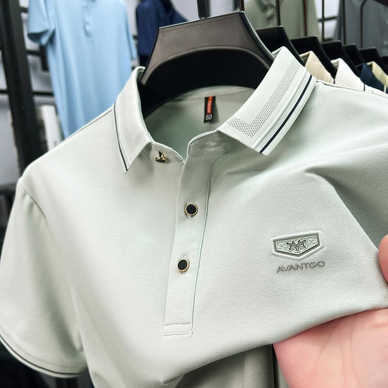 Light luxury brand men's short sleeve polo shirt summer new item high-end letter golf comfortable cotton casual business T-shirt