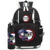 2Pcs/set Anime Demon Slayer Printed Backpack with 750Ml Water Bottler for Teenager Student Girl Boy Large Capacity Waterproof Bookbag Gift