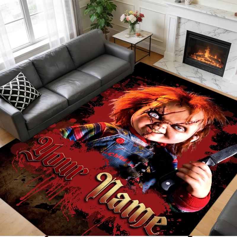 Tappeto in Velluto di Cristallo Testo Nome Personalizzato, Morbido Tappetino Antiscivolo Decorazione per la Casa Gioco per Bambini Chucky Tiffany