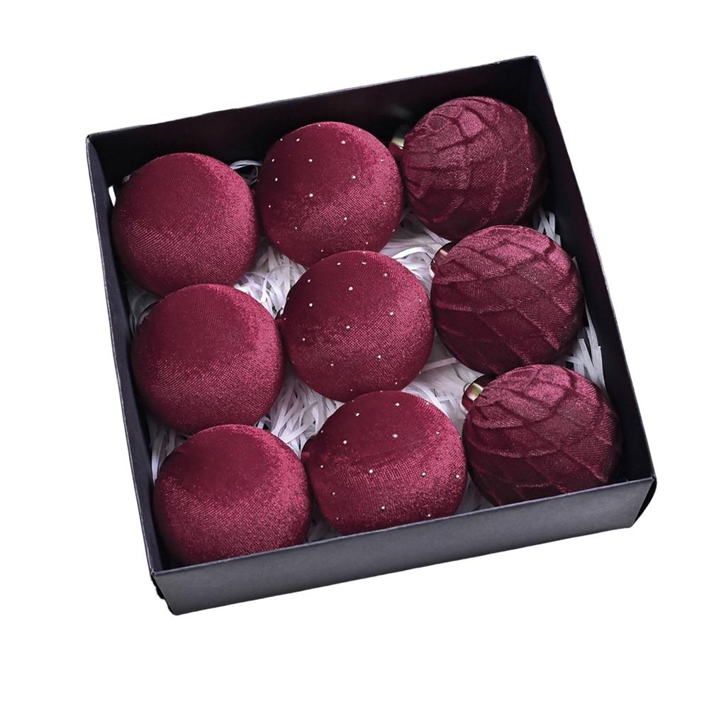 9-pack Christmas Ball Pendants, Special-shaped Flocking Painted Balls, Christmas Party Venue Decorations