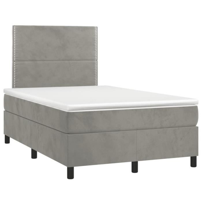 3142953 vidaXL Divan Bed and Mattress Light Grey 120x200cm Velvet