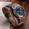 Leather Watch Strap 20mm 22mm 24mm with Mat Strap Retro Style Design Black Brown Men Women Bracelet Universal Business Wristband