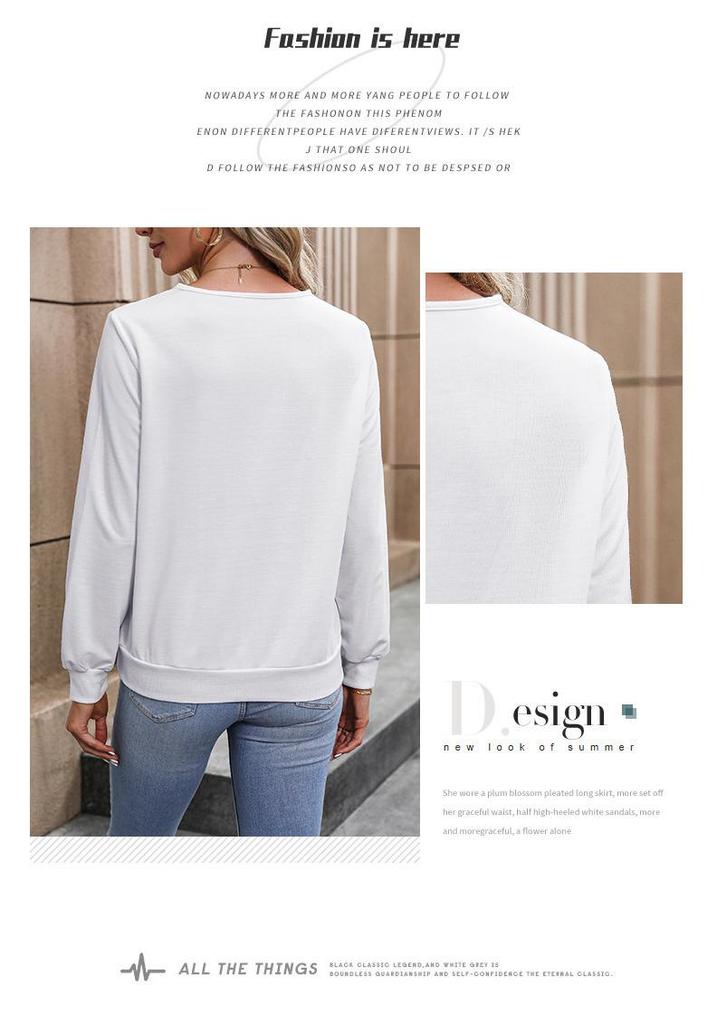 European & American Women's V-neck Pleated Pullover Hoodie - Casual Autumn Top