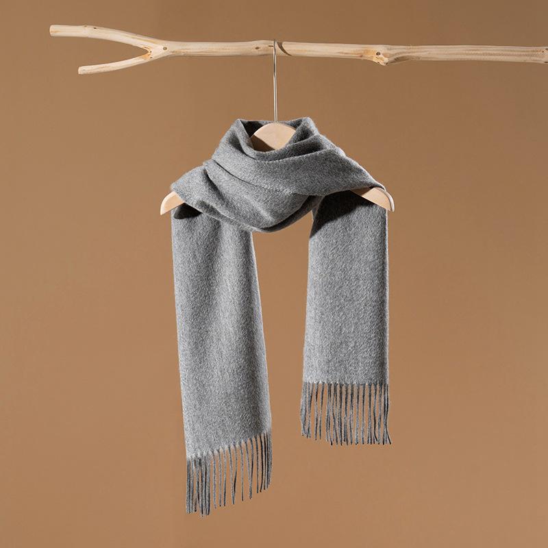 Women's 100% Pure Cashmere Scarf, New Solid Color, Wavy Pattern, Double-Sided Knit, Versatile, Warm Neck Gaiter