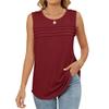 Spring Summer New Women's Solid Color Crew Neck Loose Sleeveless T-shirt Vest Casual Daily Tops For Leisure Leisure Trade Ready To Ship