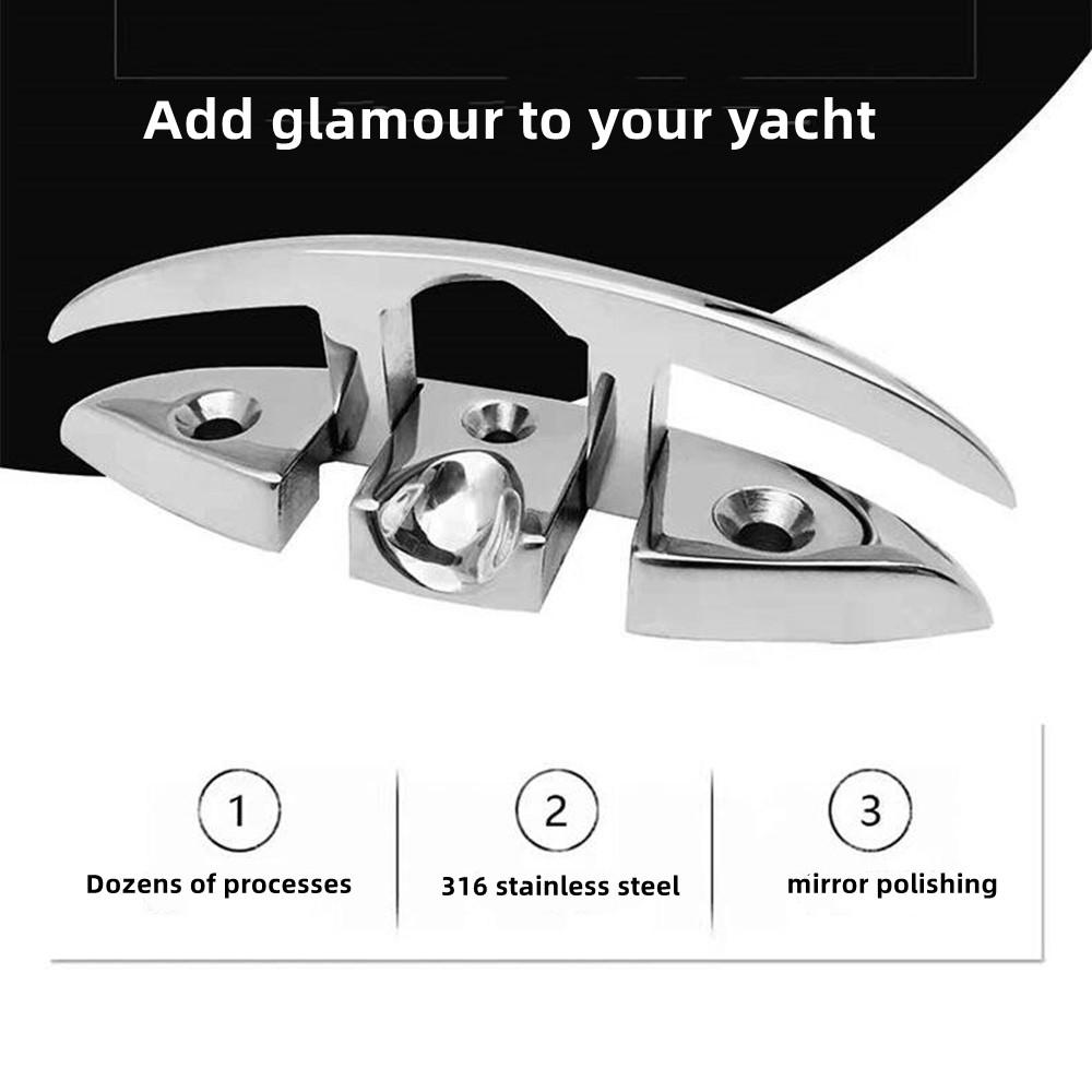 Bootsklampe, 12,7 x 15,2 cm, klappbare Klampen aus Edelstahl 316, Marinequalität, Seilklampe, hochklappbare Dockklampe für Boot, Kajak und Dekoration mit Verschluss