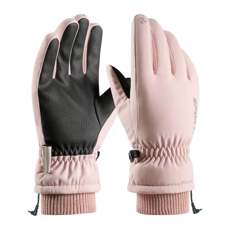 USB Heated Gloves: Winter Warmth with Thick Velvet, Cold-Resistant Motorcycle Riding Power Bank Heating