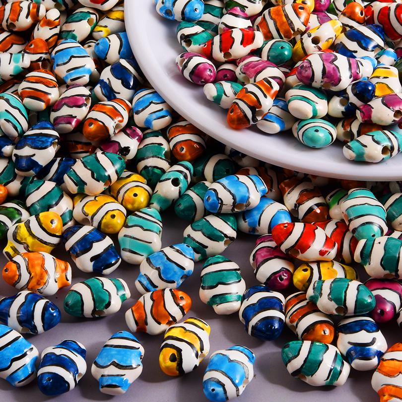 Different Style Random Mix Ceramic Beads For Jewelry Making Supplies Ball Flower Heart Star Loose Bead DIY Bracelets Accessories