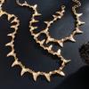 Ethnic Style Shark Teeth Pendant  Bracelet Silver Geometric Jewelry Set Rivet Spike Necklace  Gift