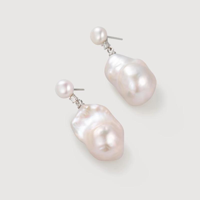 Baroque Pearl Dangle Earrings for Women - Elegant High-End Luxury Studs