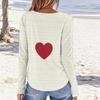 Damen lässiges langärmeliges Valentinstags-Print Rundhals-Oberteil