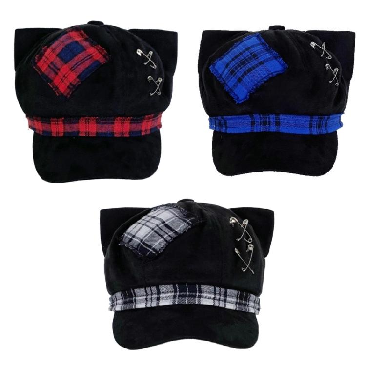 Punk Berets Kitten Ear Unisex Headwear Accessory for Women Men Cabbie Hat for Halloween Cosplay Party Outfit