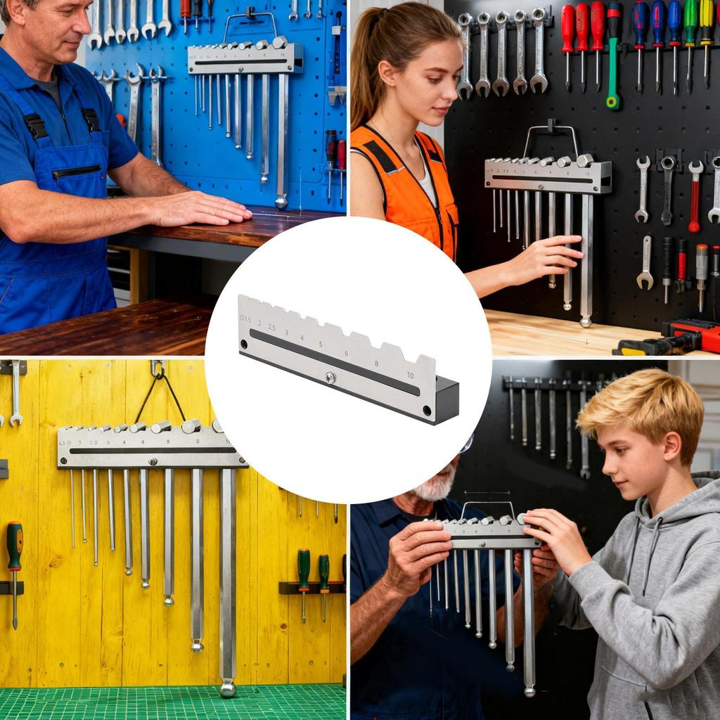 Hex Key Storage Organizer Wall Mount Shelf Holds 9 Tools Hexagon Key Wrench Organizer For Desktop Electrician Carpenter