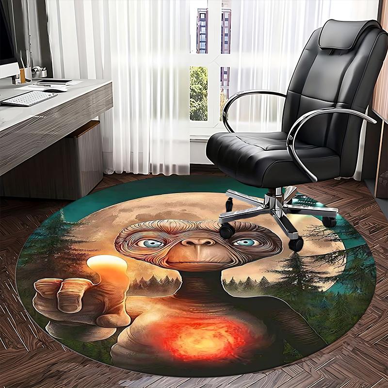 E T Alien,Moonlit Forest Chair Mat Round Rug Office Carpet, Non Slip, Suitable for Living Rooms, Bedrooms,Decor1205718a